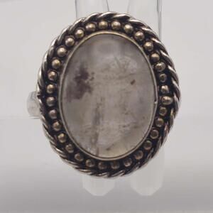 Sterling Silver Moonstone Cabochon Ring Size 9